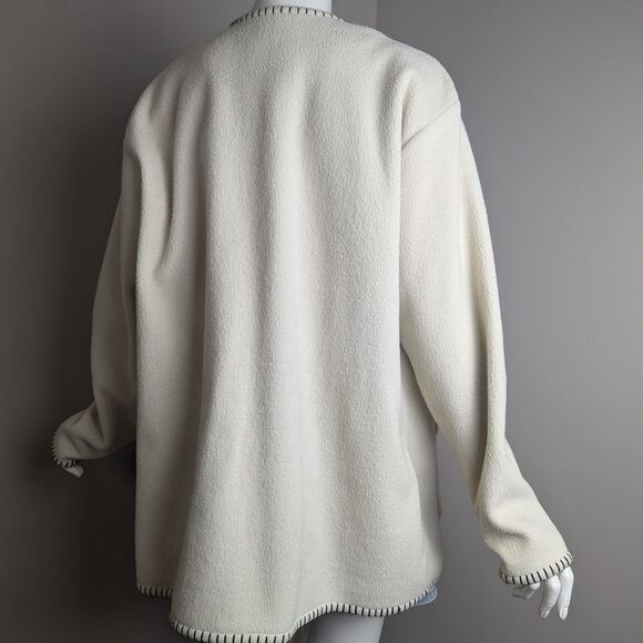 Vintage 90s Felted Fleece Jacket, Embroidered Ducks, La Fugue, Size M - Picture 8 of 10